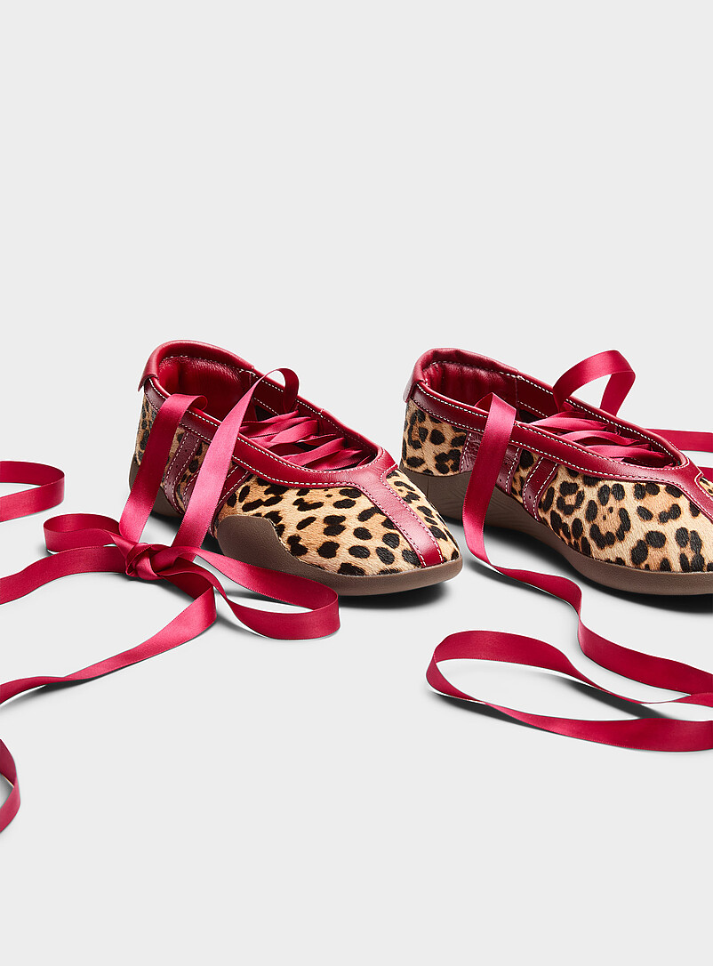 Leopard pony hair leather Taekwondo Mei ballet-sneakers Women product image 3