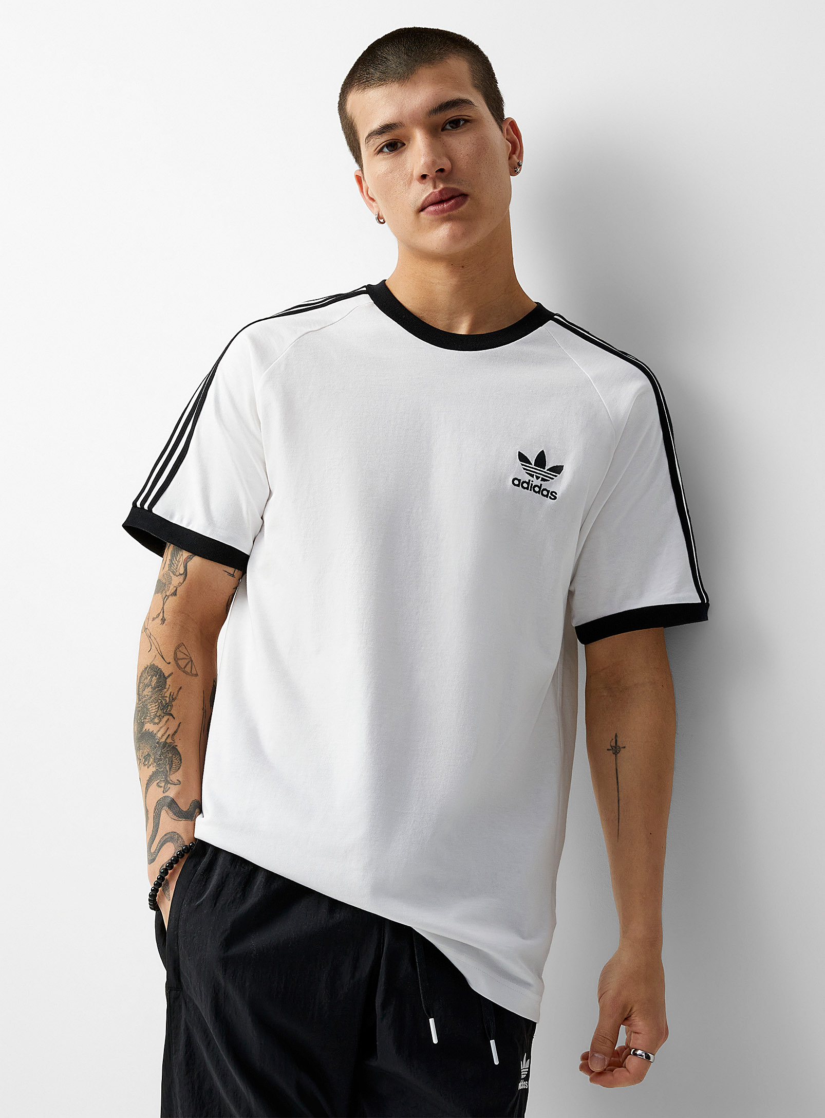 botsen Berg Proberen Adidas Originals 3-stripes T-shirt In White/black | ModeSens