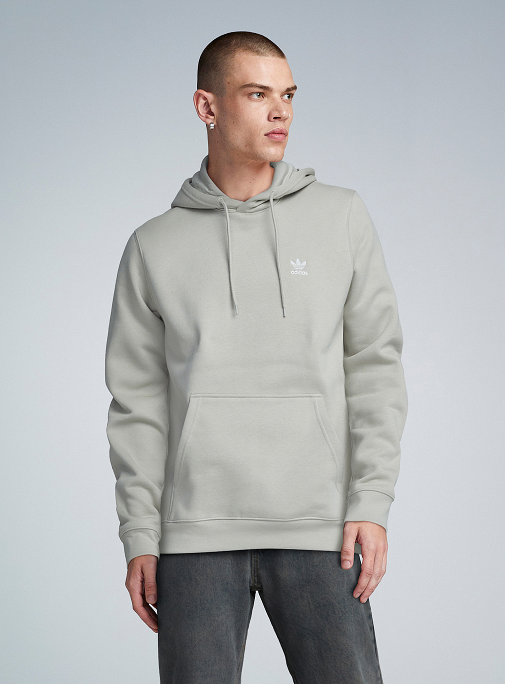 Adidas Originals Trefoil Logo Hoodie In Grey