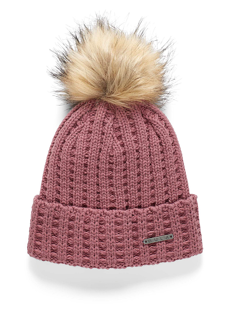 Bula Pink Check knit pompom tuque for women