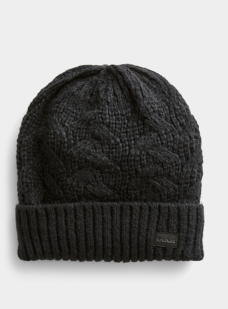 Bula Black Openwork cable-knit tuque for women