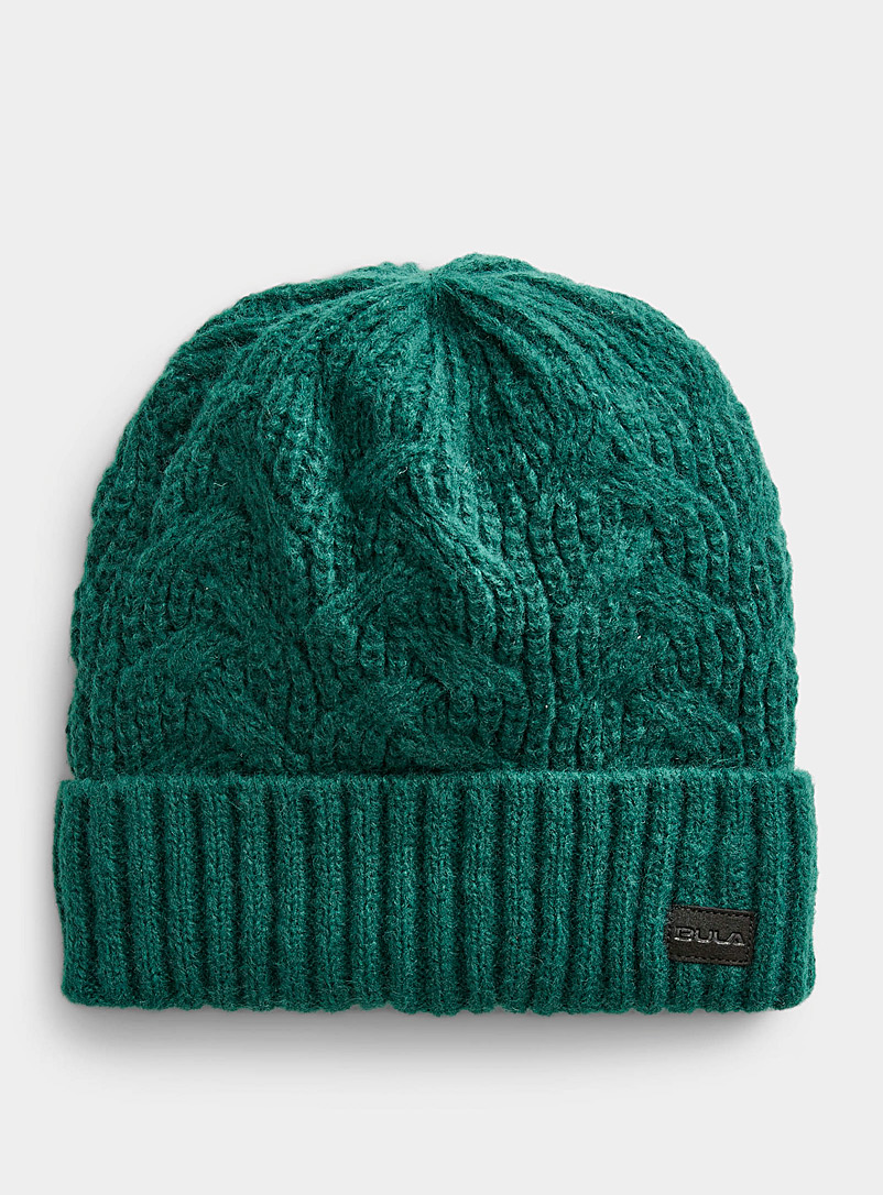 Bula Mossy Green Openwork cable-knit tuque for women