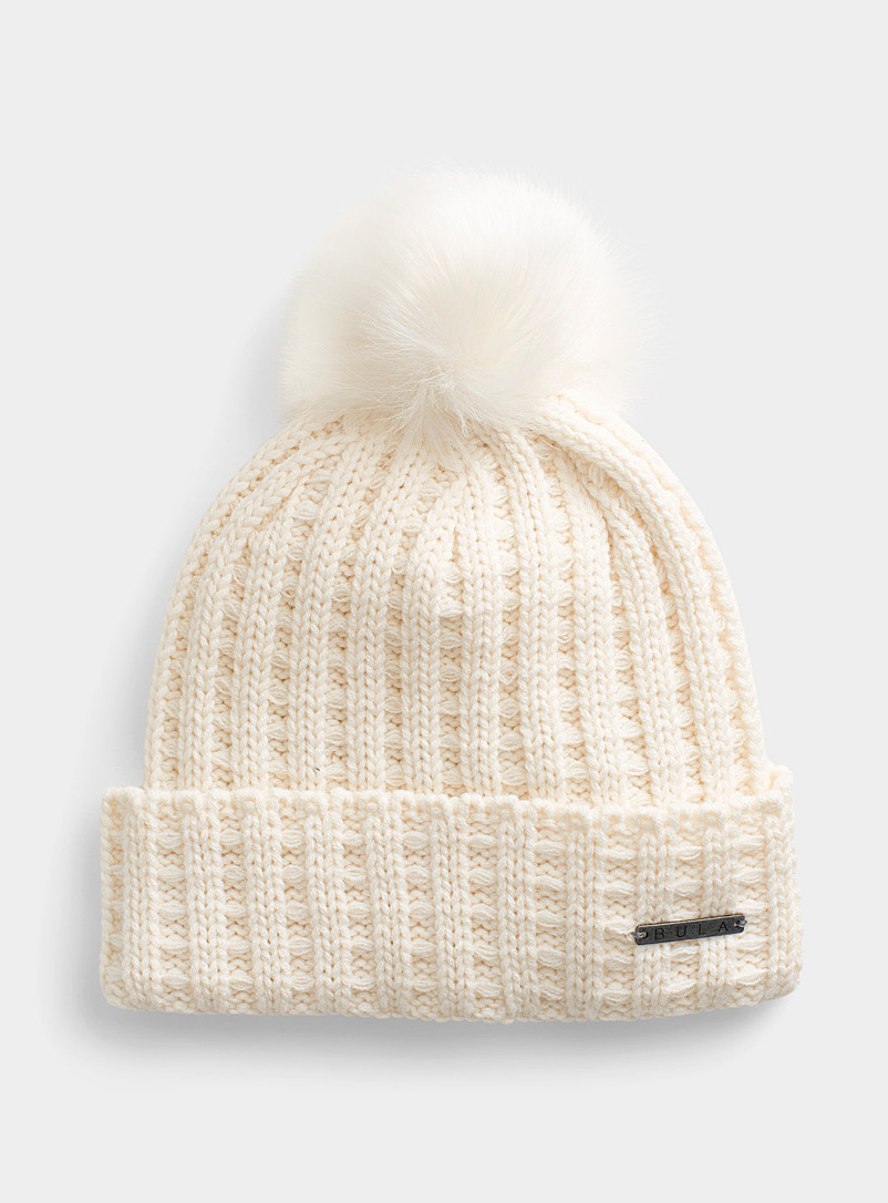 Bula Ivory White Valley ladder-knit pompom tuque for women