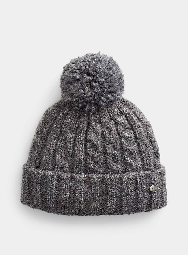 Bula Charcoal Dahlia thick cable-knit pompom tuque for women