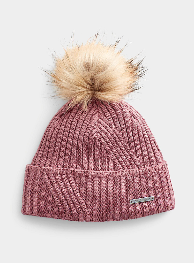 Bula Dusky Pink Edith pompom ribbed tuque for women