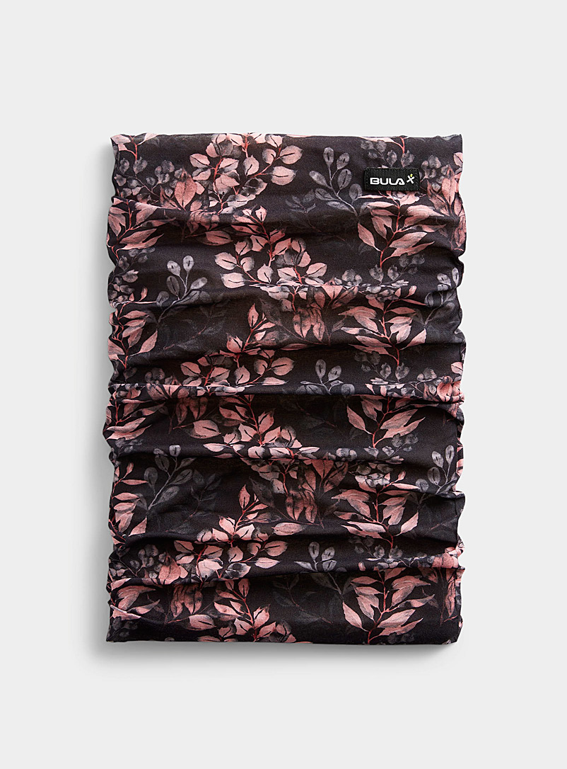 Bula Patterned Black Fine floral jersey multi-style tube scarf for women