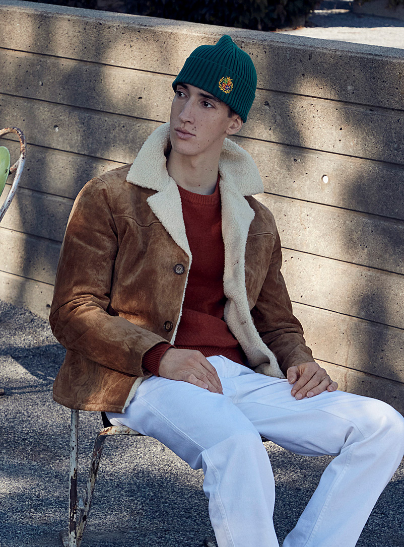 Le 31 Honey Suede coat with a faux-shearling reverse for men