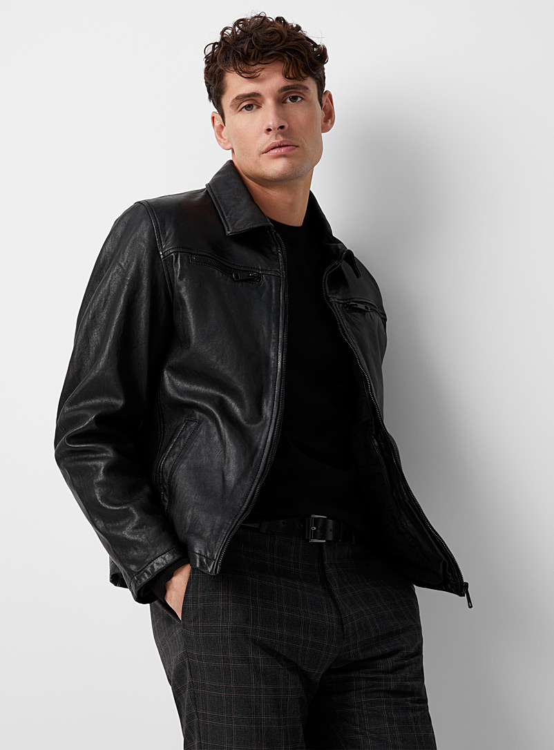 Le 31: La veste de cuir James Dean Noir pour homme