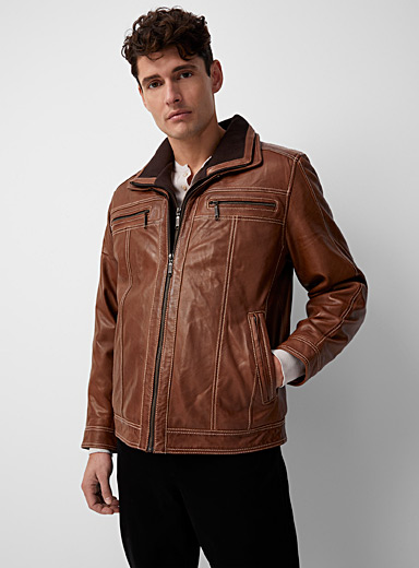 Double-collar leather jacket | Le 31 | Shop Men's Leather & Suede ...