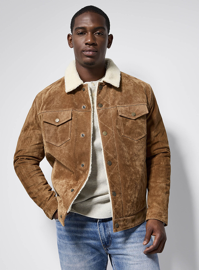 Veste En Jean Pour Homme Doublée Polaire - Style Cowboy Sherpa, Hiver, Vintage, Denim - 1