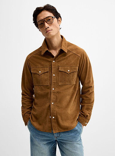 Plong&eacute;: La surchemise su&egrave;de western Fauve - Tabac pour homme