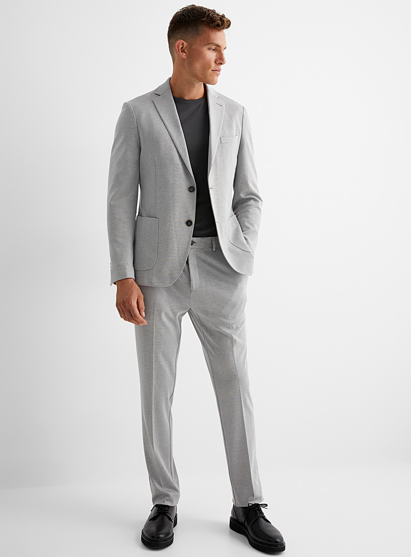 Bosco Light Grey Light grey knit suit Semi-slim fit for men