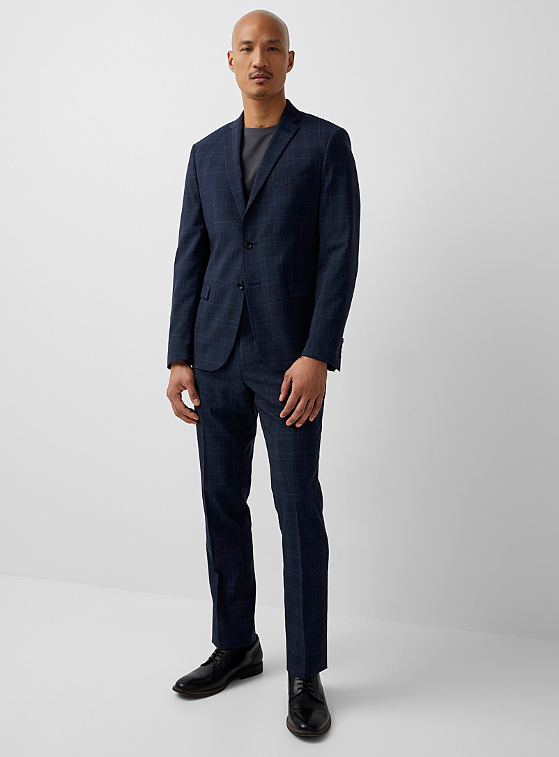 Ash-blue windowpane check suit Semi-slim fit | Bosco | Shop Men's Semi ...