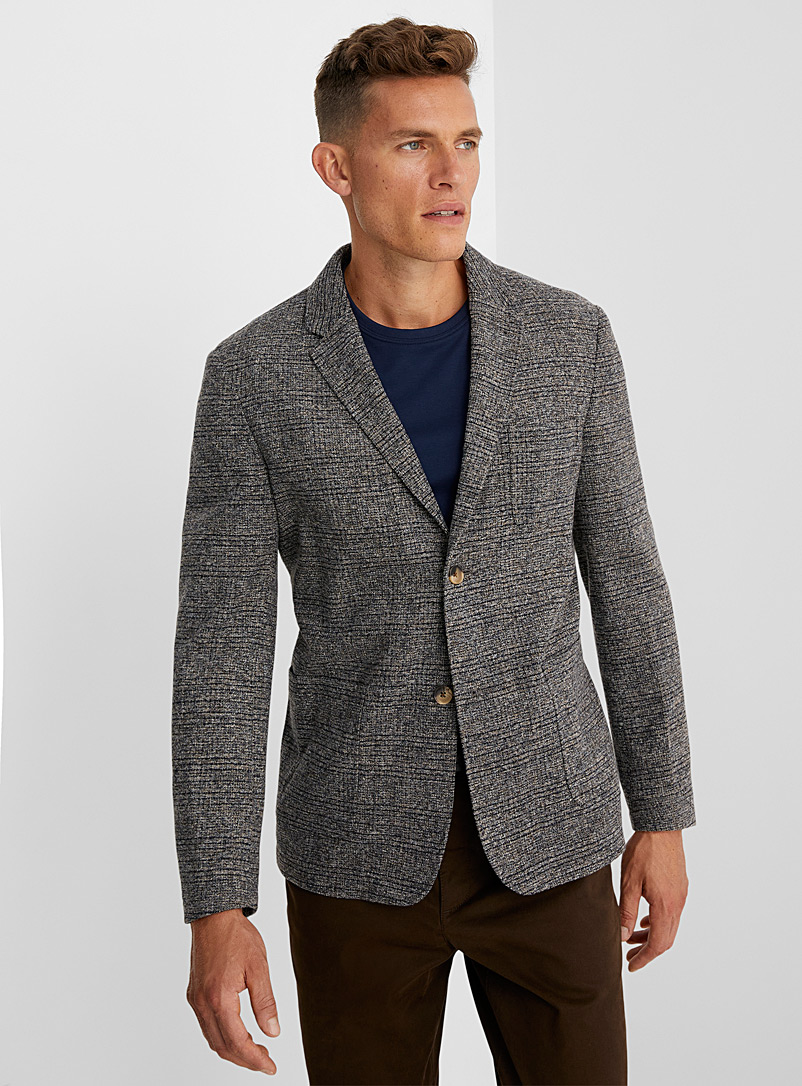 Bosco Light Brown Raw knit jacket Semi-slim fit for men