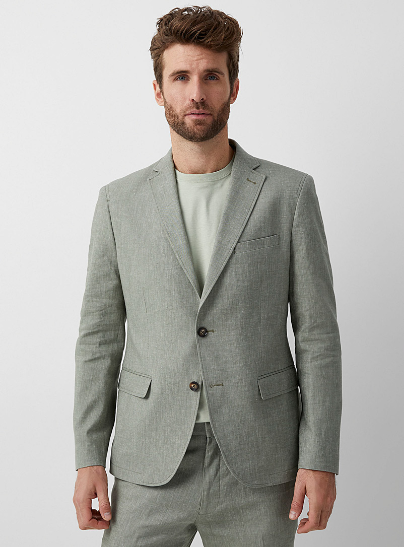 Bosco Green Sage linen-cotton jacket Semi-slim fit for men
