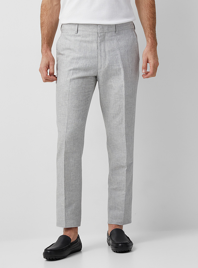 Bosco: Le pantalon lin et coton Coupe droite Gris pâle pour homme
