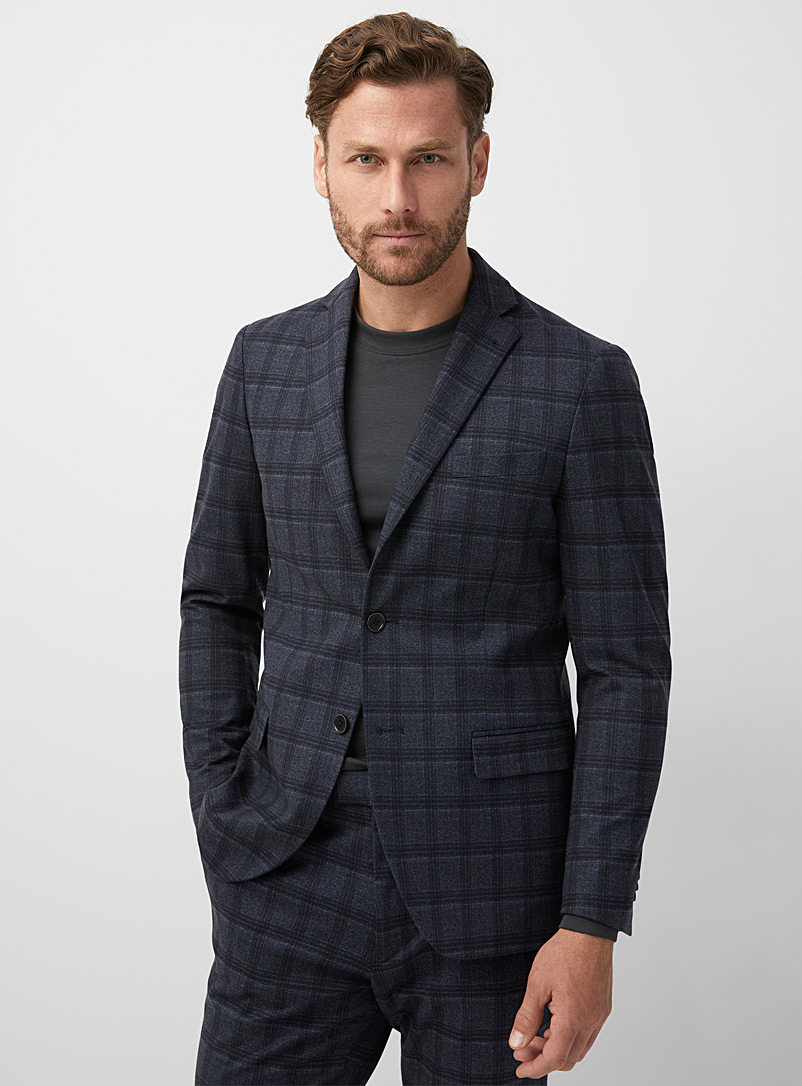 Bosco Blue Felted knit check jacket Semi-slim fit for men