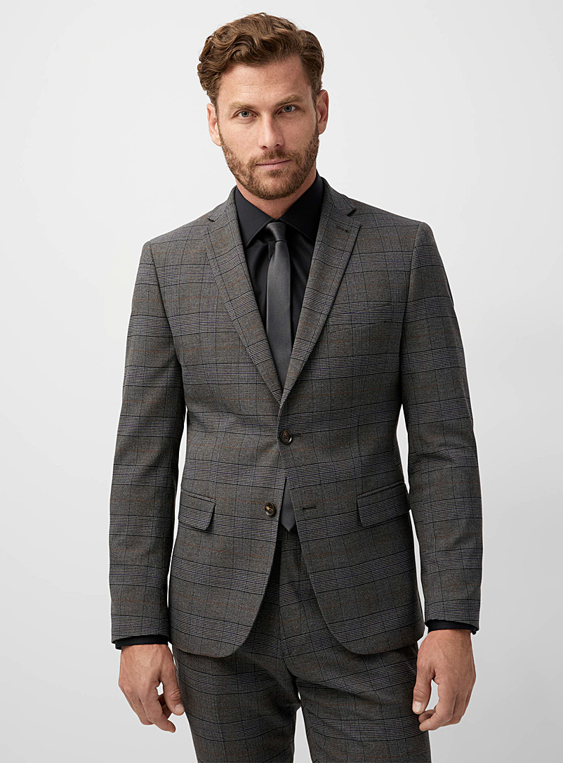 Bosco Grey Prince of Wales check jacket Semi-slim fit for men