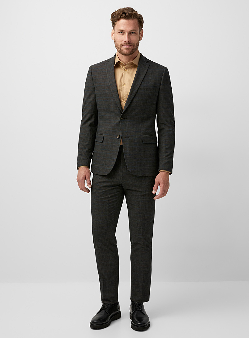 Bosco Brown Teal-accent suit Semi-slim fit for men