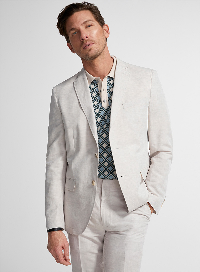 Bosco Ecru/Linen Linen-cotton jacket Semi-slim fit for men
