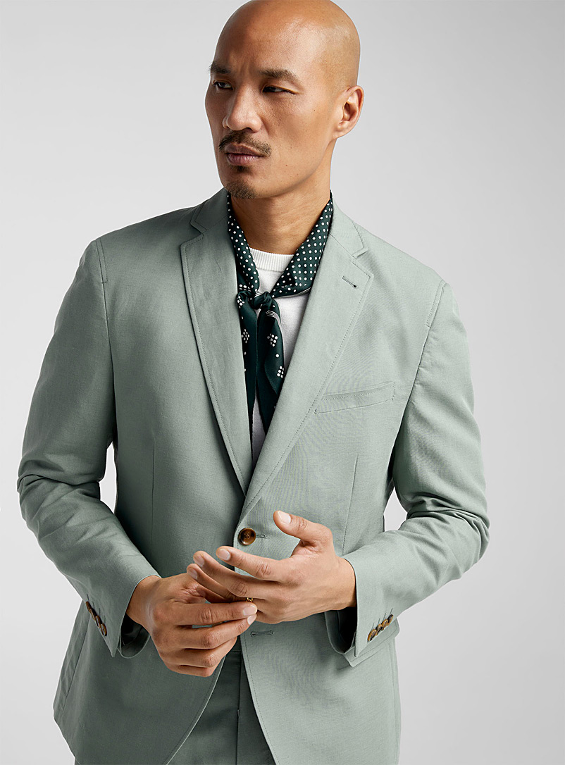 Bosco Sage green Linen-cotton jacket Semi-slim fit for men