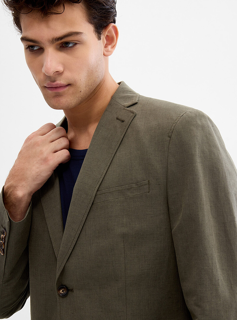 Bosco: Le veston lin et coton <b>Coupe semi-ajust&eacute;e</b> Sable pour homme