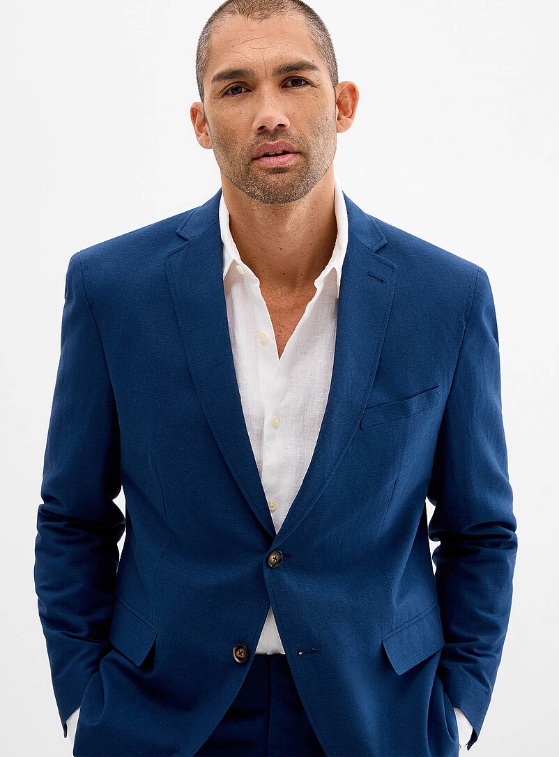 Bosco: Le veston lin et coton <b>Coupe semi-ajust&eacute;e</b> Sable pour homme
