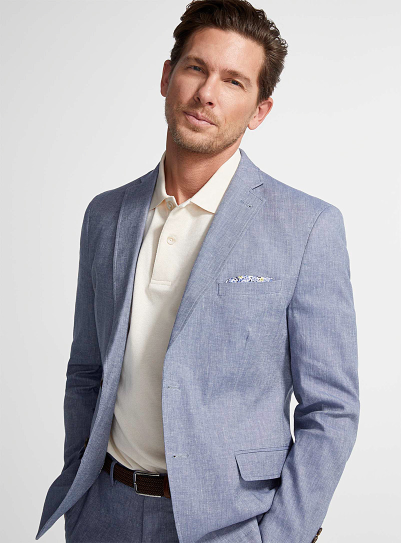 Bosco Slate Blue Denim-like cotton-linen jacket Semi-slim fit for men