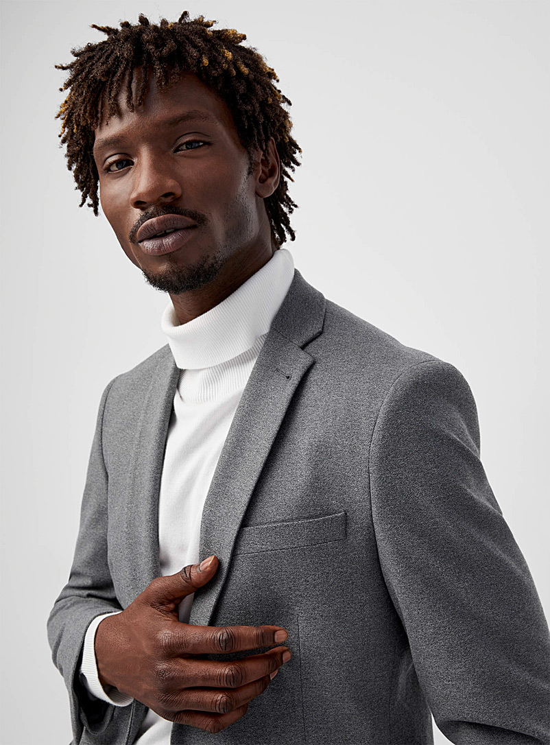 Bosco Grey Flecked grey stretch jacket Semi-slim fit for men