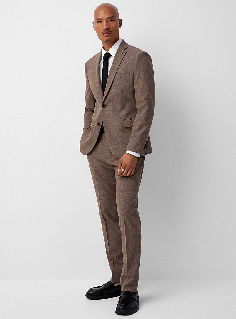 Bosco Light Brown Taupe flecked suit Semi-slim fit for men