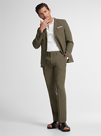 Bosco Mossy Green Linen-Tencel™ pant Semi-slim fit for men