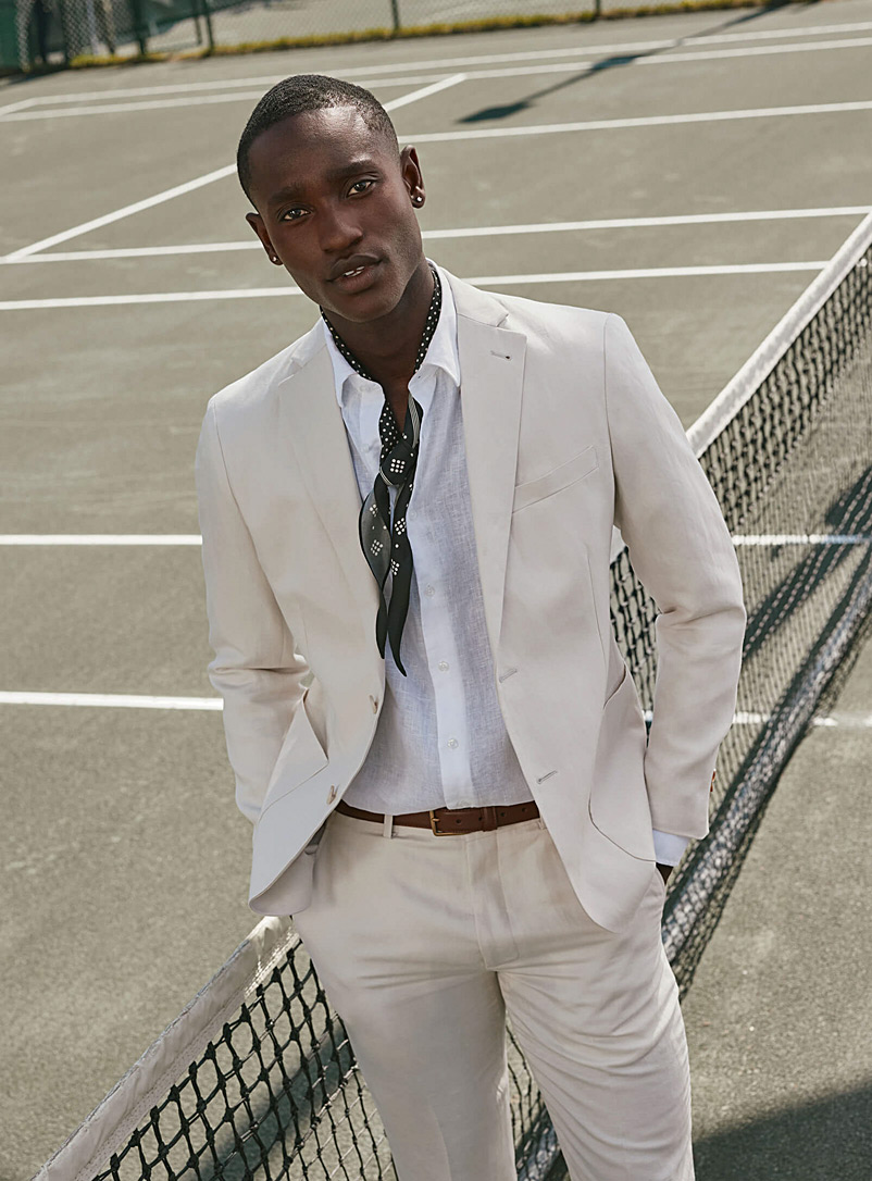 Bosco White Beige linen-blend jacket Semi-slim fit for men