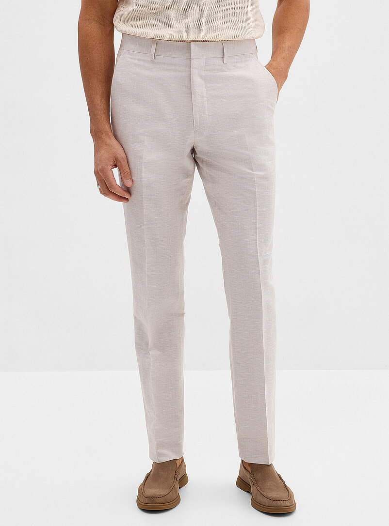 Bosco: Le pantalon lin et coton Coupe semi-ajust&eacute;e Bleu fonc&eacute; - Indigo pour homme