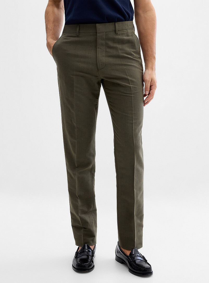 Bosco: Le pantalon lin et coton Coupe semi-ajust&eacute;e Bleu fonc&eacute; - Indigo pour homme