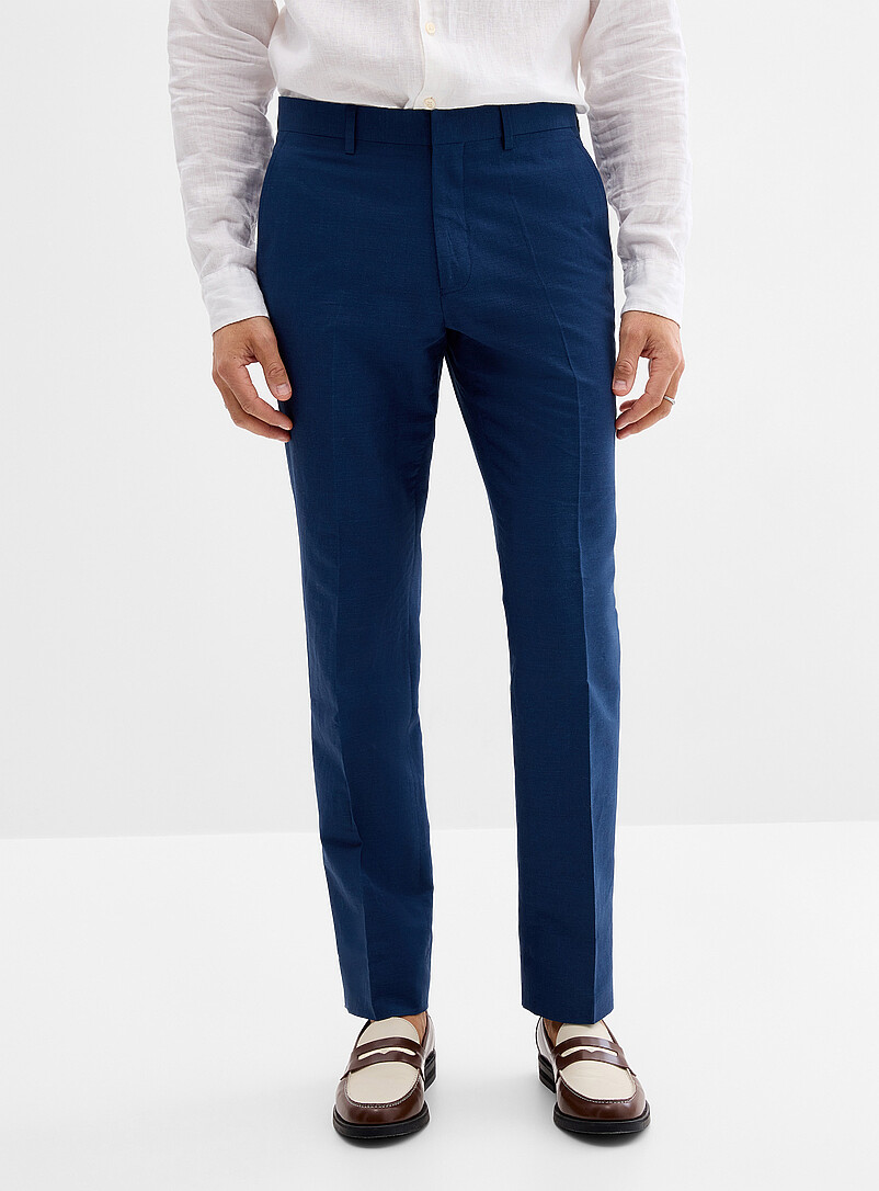 Bosco: Le pantalon lin et coton Coupe semi-ajust&eacute;e Bleu fonc&eacute; - Indigo pour homme