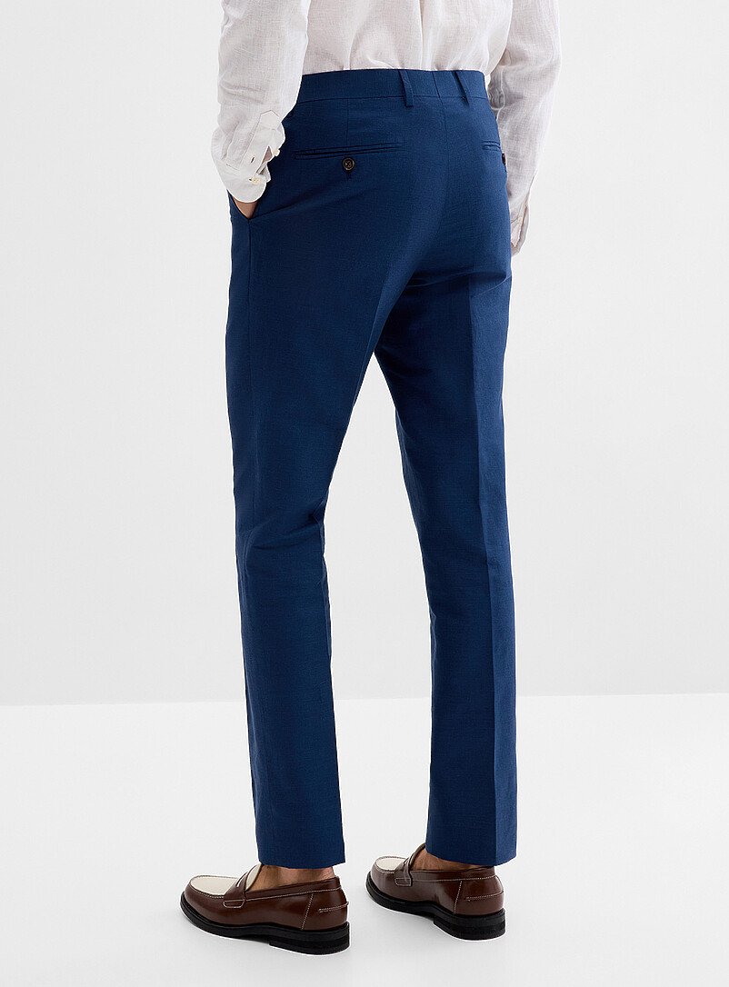 Bosco: Le pantalon lin et coton Coupe semi-ajust&eacute;e Bleu fonc&eacute; - Indigo pour homme