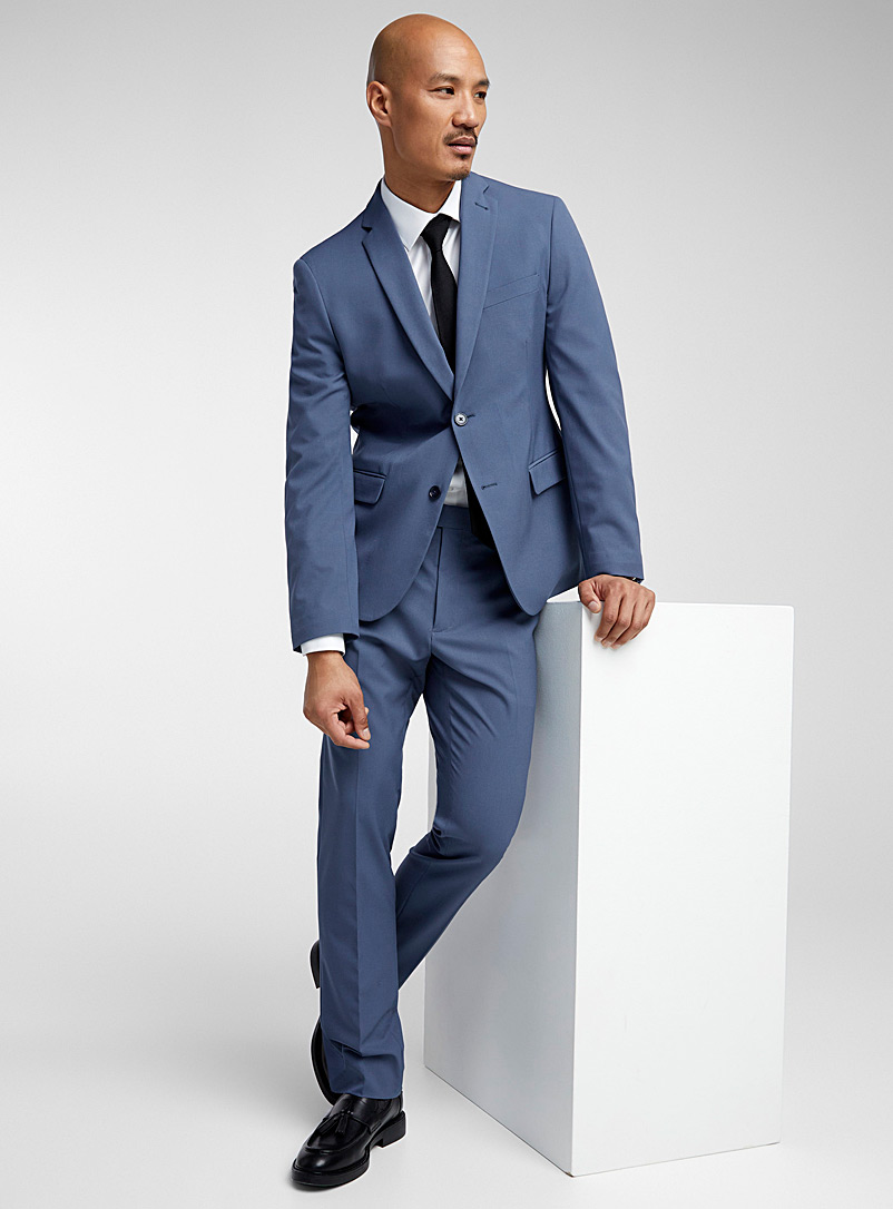 Bosco Slate Blue Turquin-blue minimalist suit Semi-slim fit for men