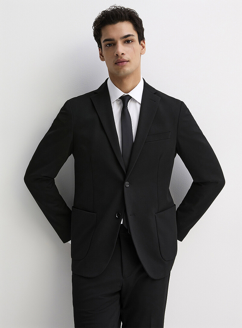 Bosco Black Textured knit suit <b>Semi-slim fit</b> for men