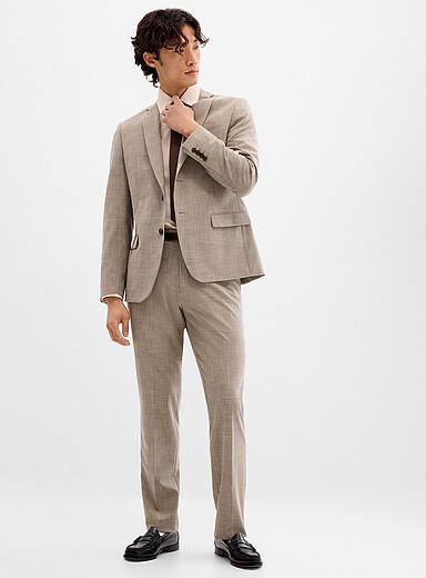 Taupe Prince of Wales suit <b>Semi-slim fit</b>