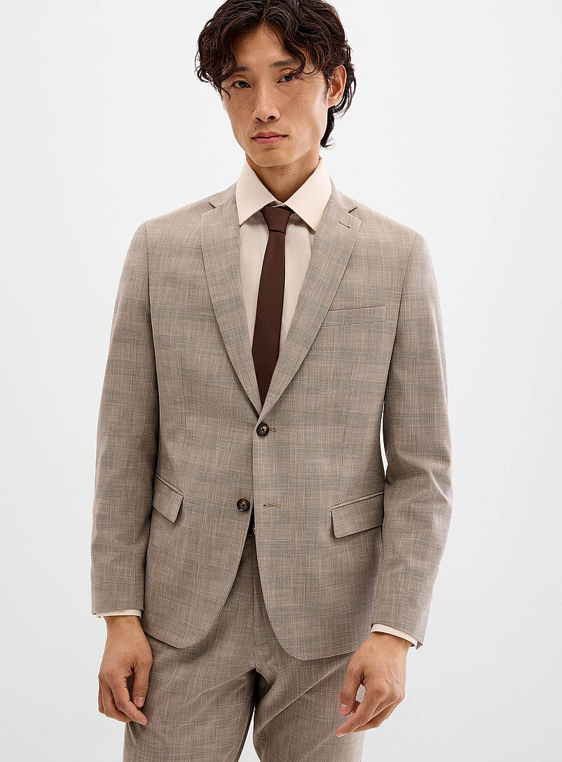 Bosco Sand Taupe Prince of Wales suit <b>Semi-slim fit</b> for men