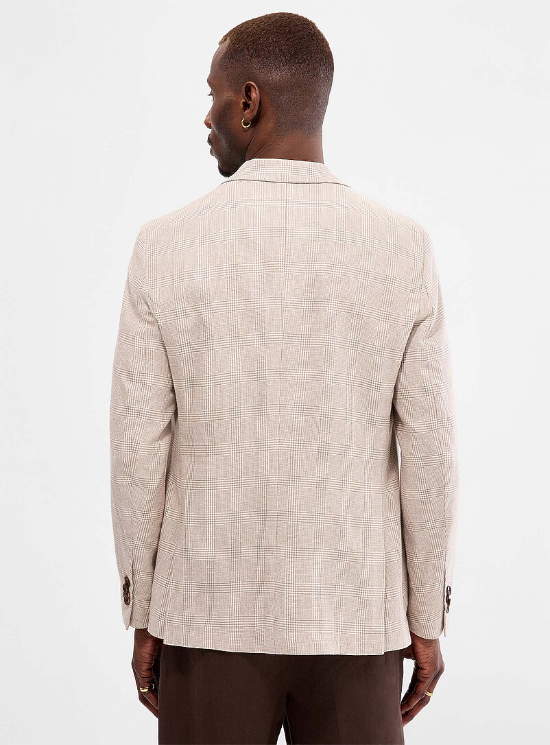 Bosco Sand Beige Prince of Wales jacket <b>Semi-slim fit</b> for men