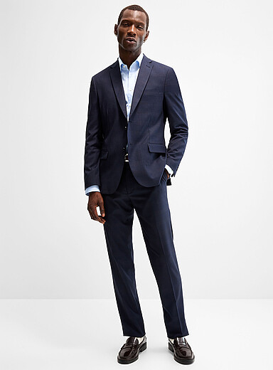 Midnight blue Prince of Wales suit <b>Semi-slim fit</b>
