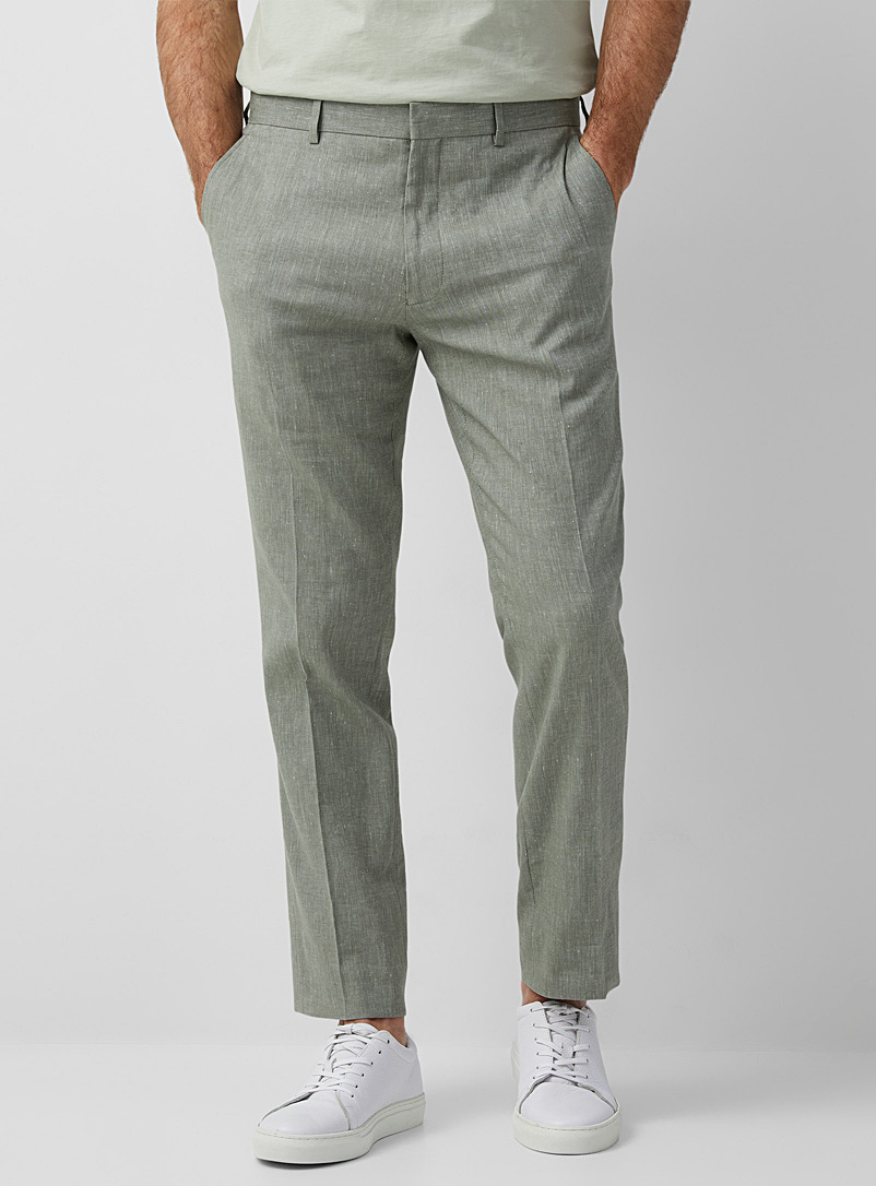 Sage linen-cotton pant Straight fit 