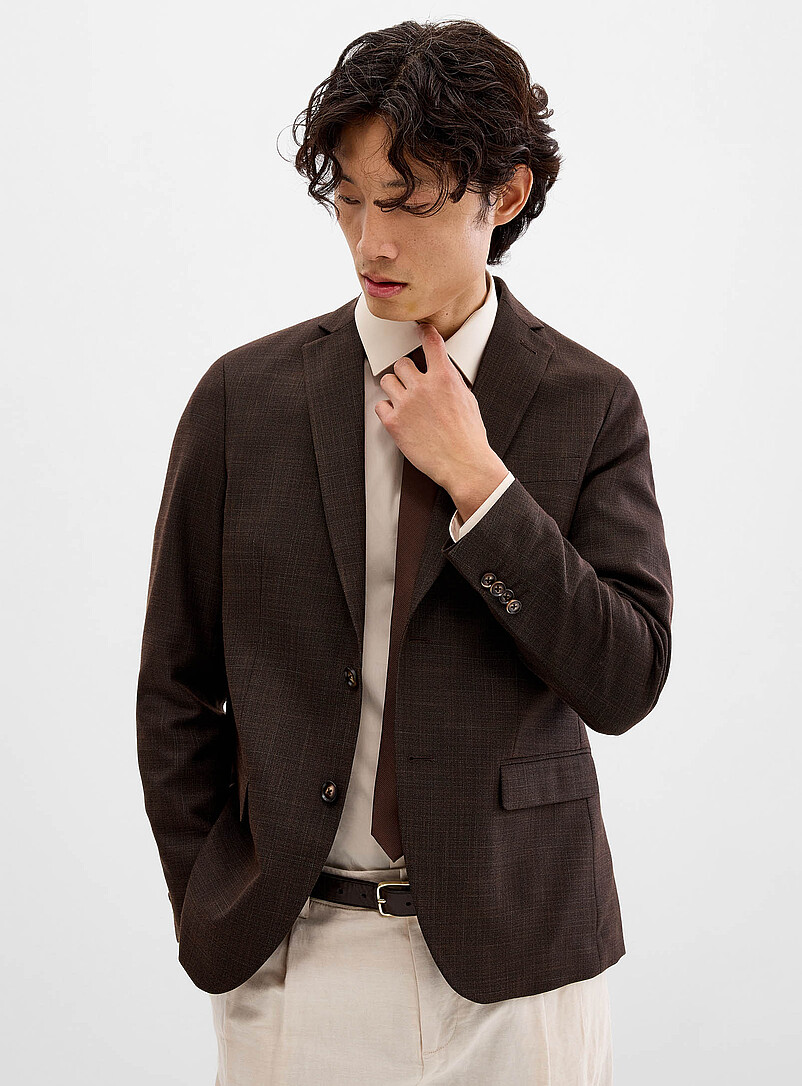 Structured Chambray Blazer Semi-Slim Fit