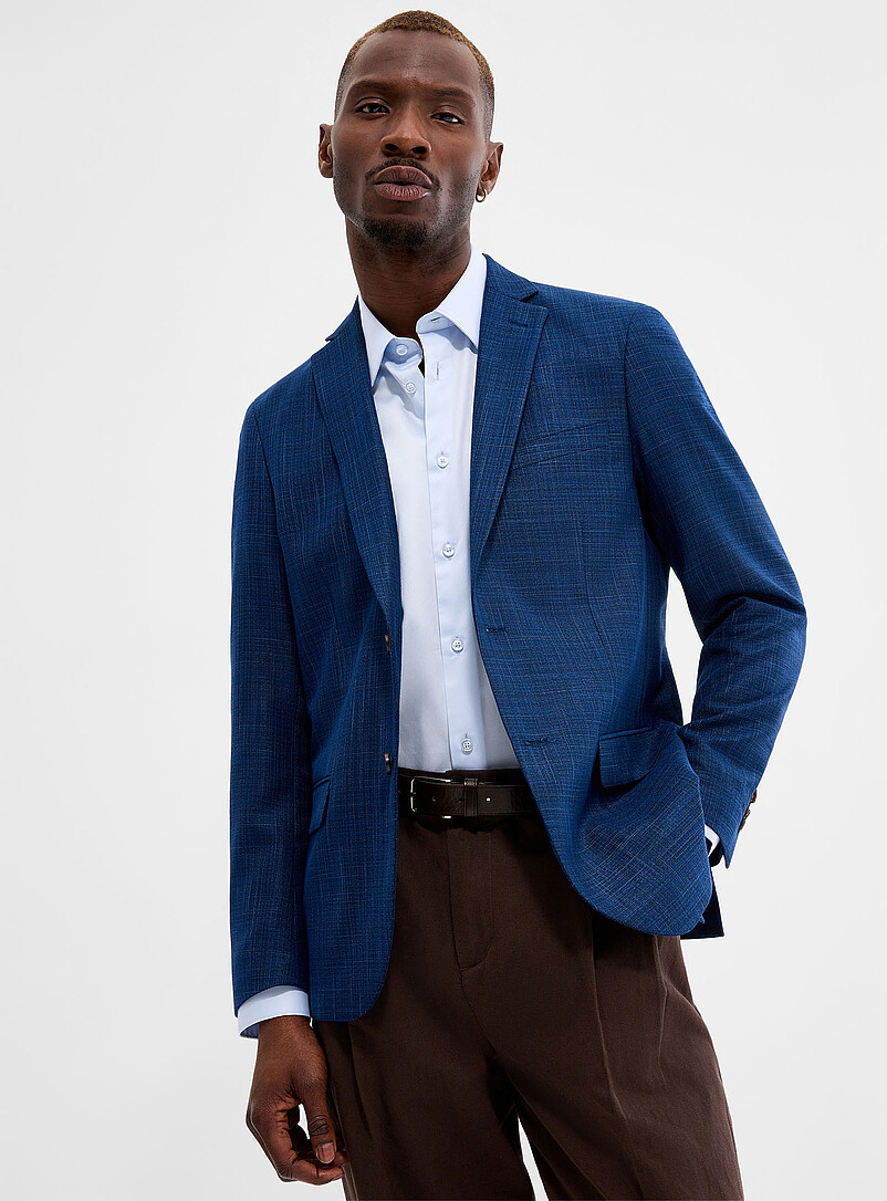 Structured Chambray Blazer Semi-Slim Fit