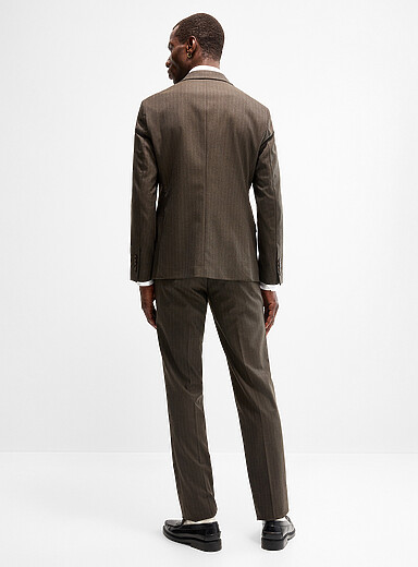 Banker-stripe olive suit <b>Semi-slim fit</b>