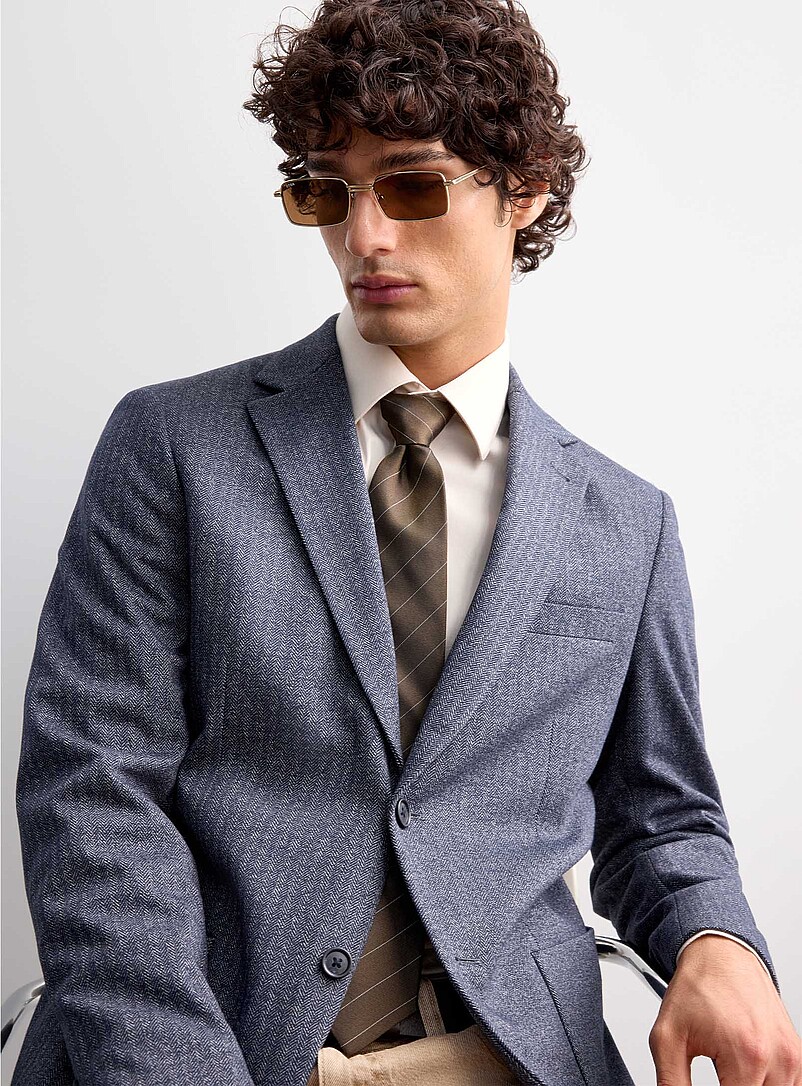 Navy herringbone blazer Semi-slim fit product image 2