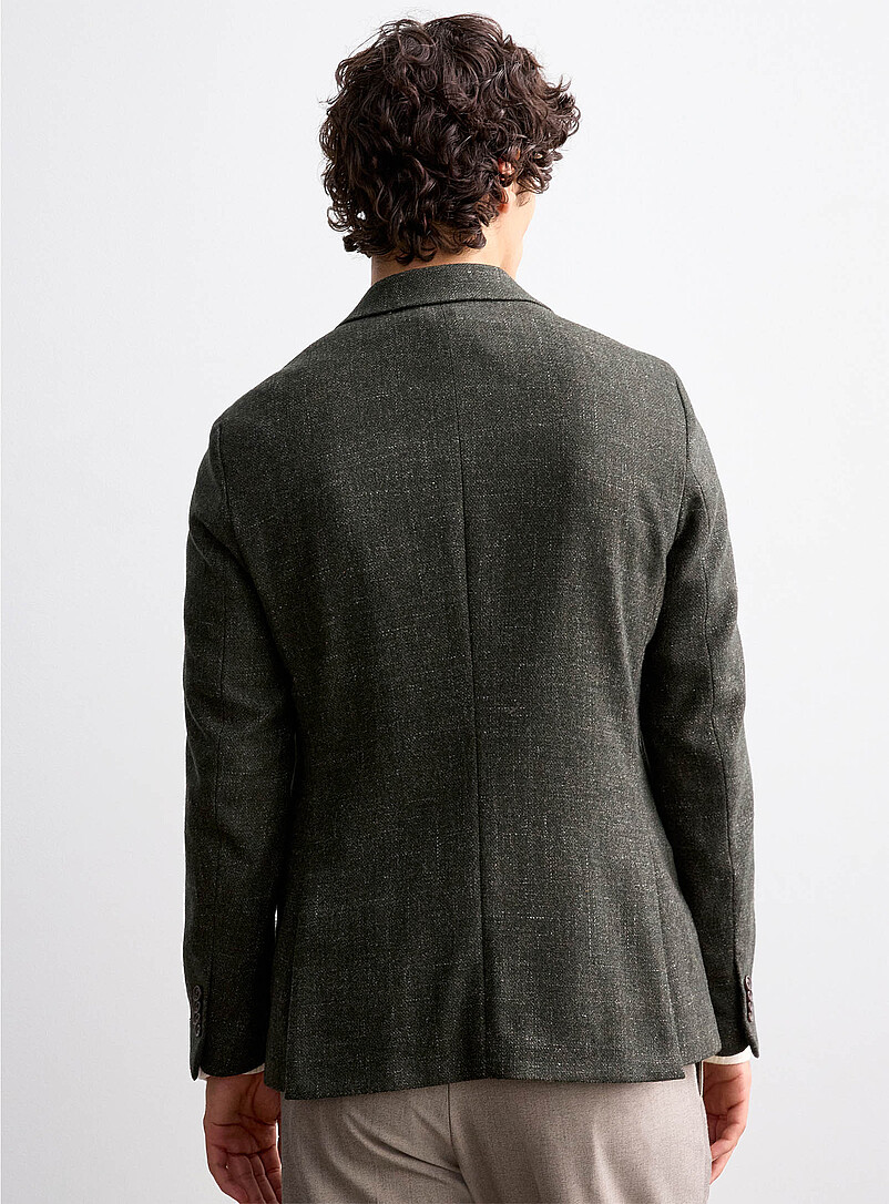 Tweed-style khaki blazer Semi-slim fit product image 3