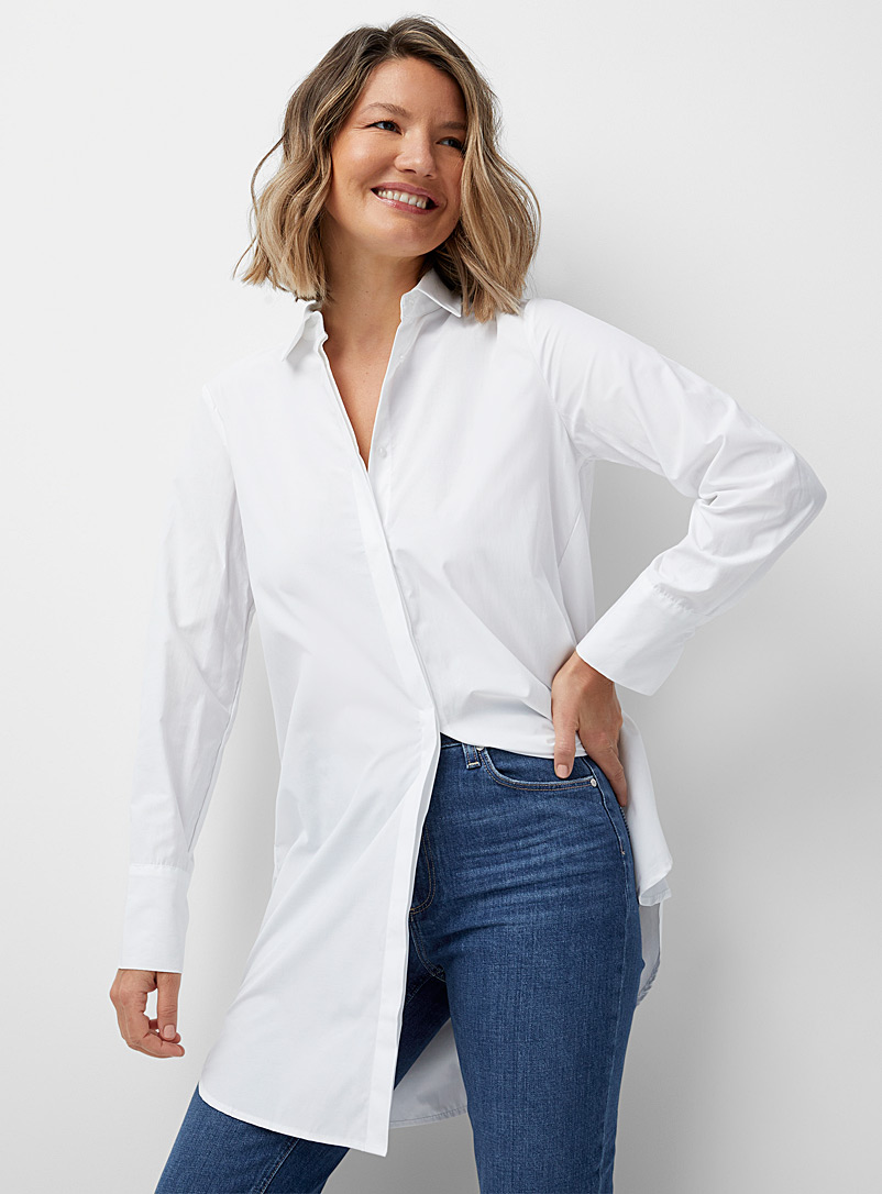 Contemporaine White Minimalist tunic shirt for women