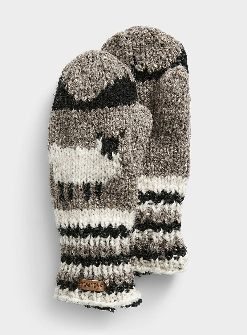 Mittens Inflation White sheep artisanal mittens | ALMA | Shop Women's Mittens Online in ...